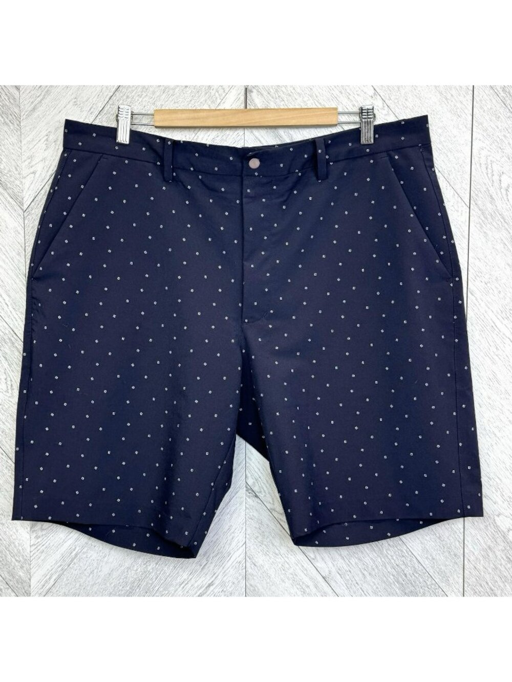 Footjoy FJ Golf Shorts Mens Size 38 Navy Blue Logo Print Stretch 9" Inseam